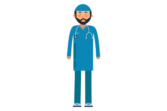 Bearded Doctor Character. Medical Worker Graphics