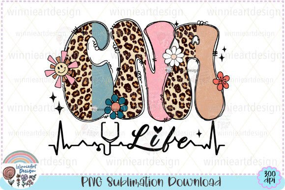 CNA Floral Leopard Retro Nurse Fall PNG Graphics