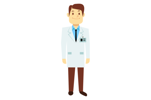Man in Lab Coat. Medical Scientist Carto Graphics