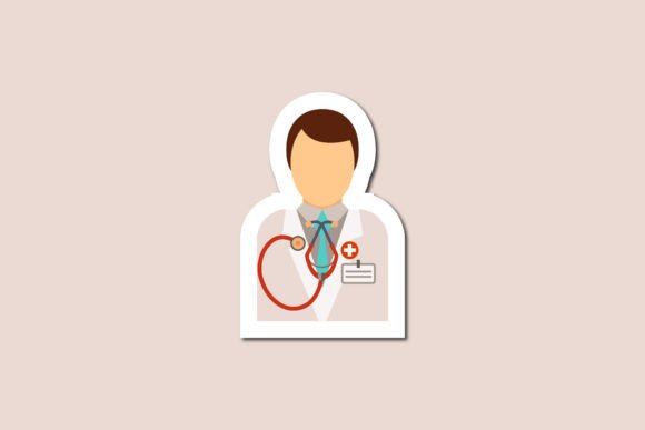 Nurse Doctor Sticker Icon Graphics and Icons
