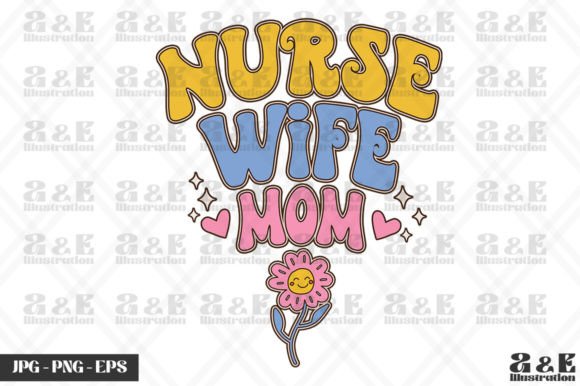 Retro Nurse Wife Mom Pregnancy Reveal Graphics